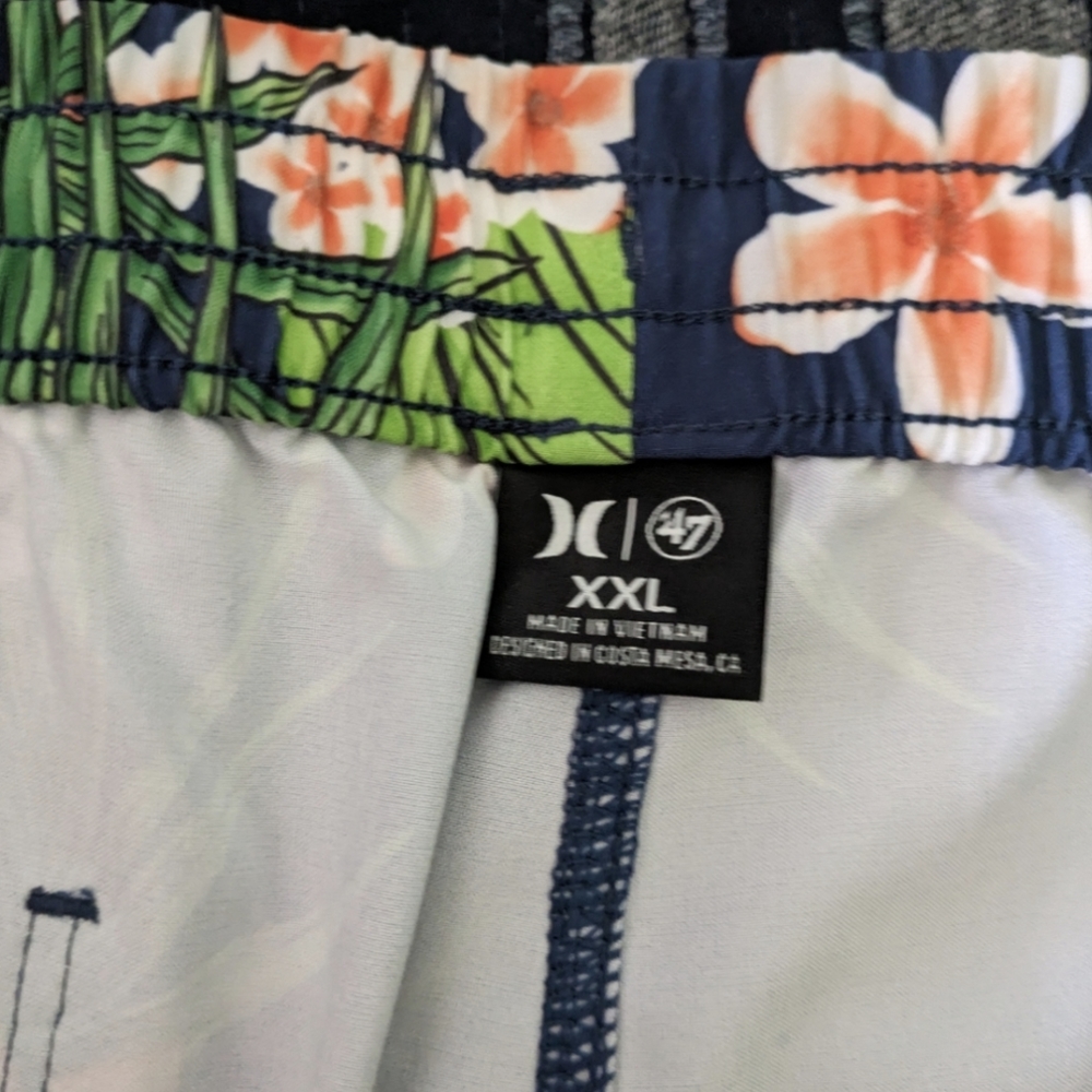 Hurley '47 Brand Detroit Tigers Blue Hawaiian Swim Trunks 3 Pocket 17 in 032026 - Picture 9 of 10